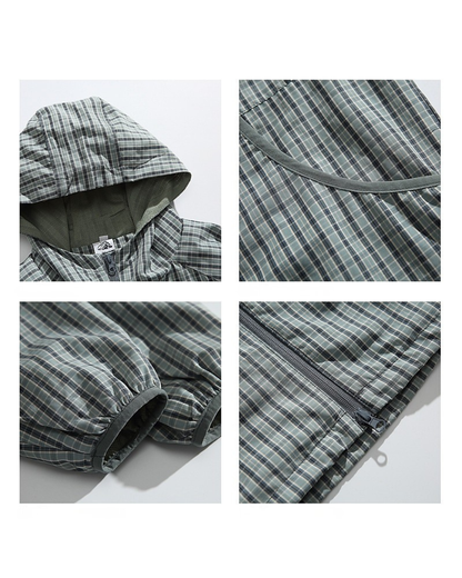 CHECK HOODED JACKET W1576