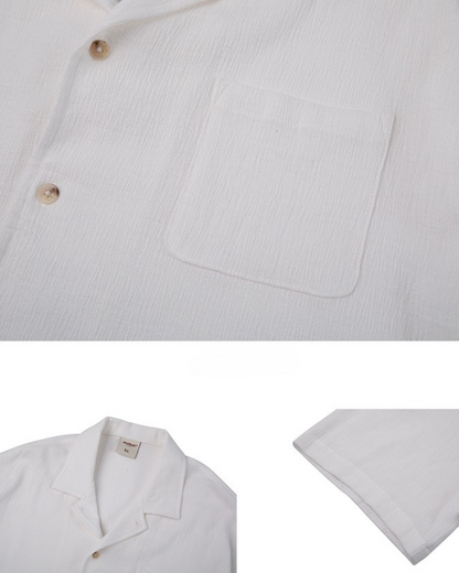 SOFT SEERSUCKER OPEN COLLAR SHIRTS W1454