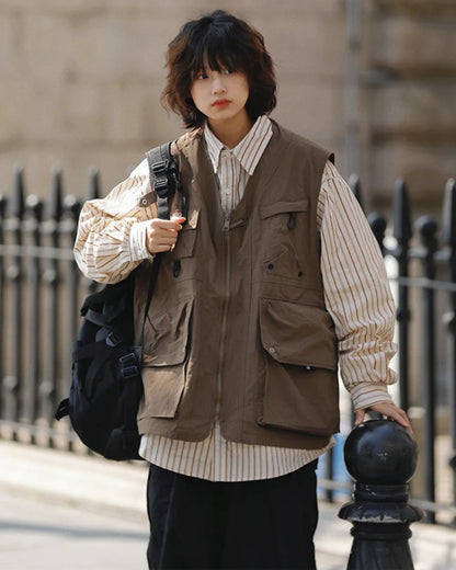 STRIPE EMBROIDERY POCKET SHIRTS W1857