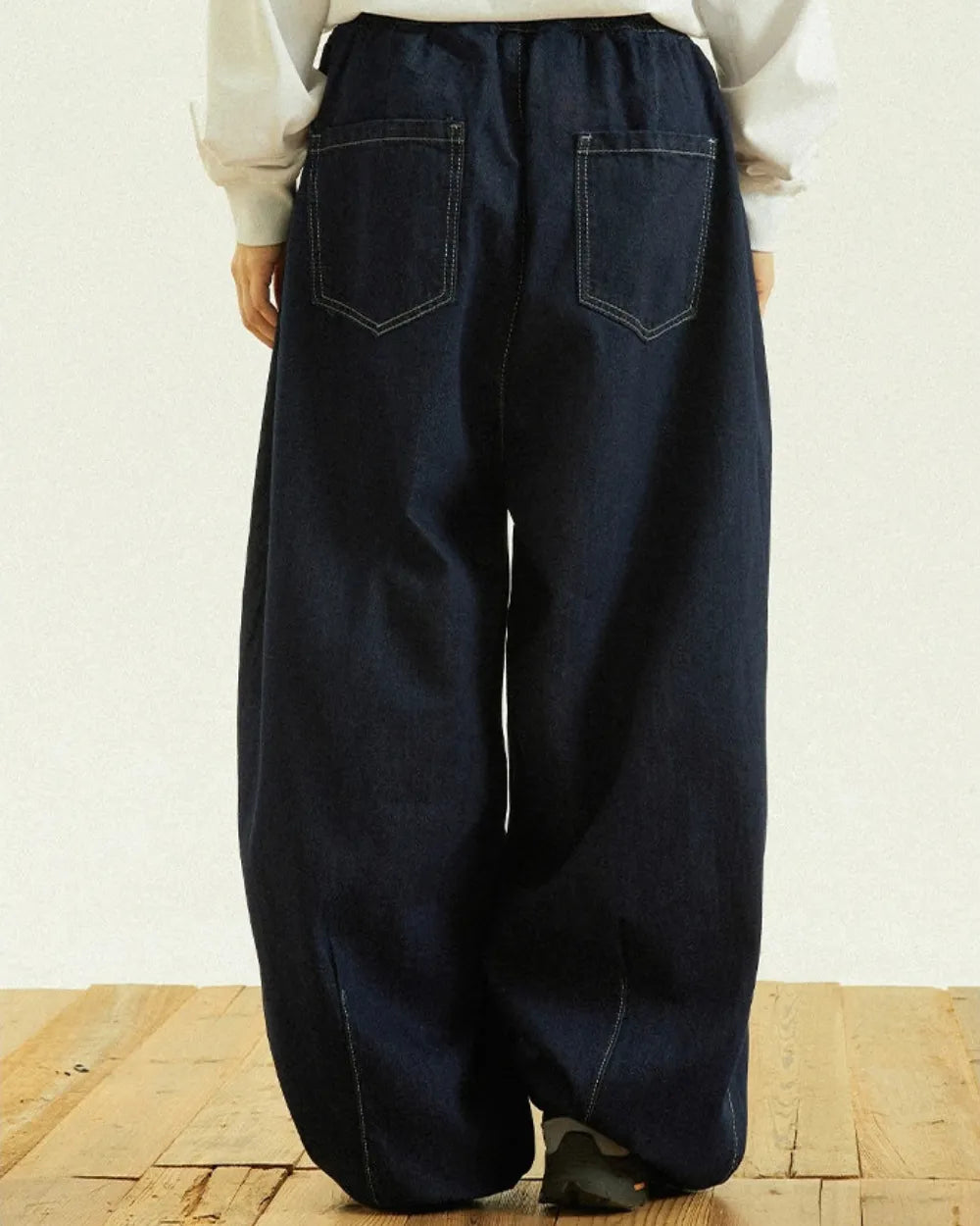 LOOSE DRAWSTRING DENIM PANTS W1948