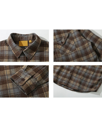 CHECK LOOSE FLANNEL SHIRTS W1856
