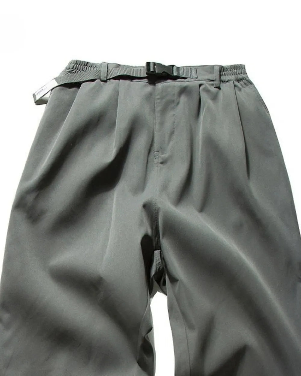 TUCKED BELTED LOOSE WIDE PANTS W1947