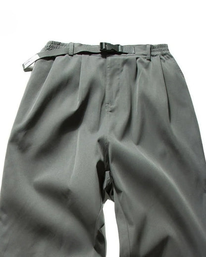TUCKED BELTED LOOSE WIDE PANTS W1947