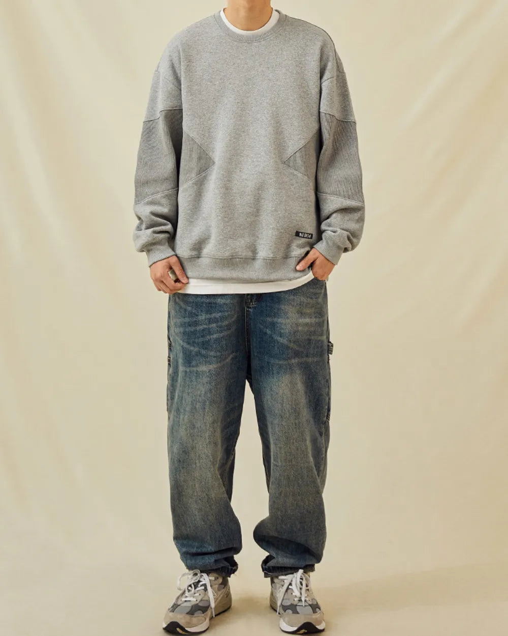 PANELLED RIBBED SWEAT W1879