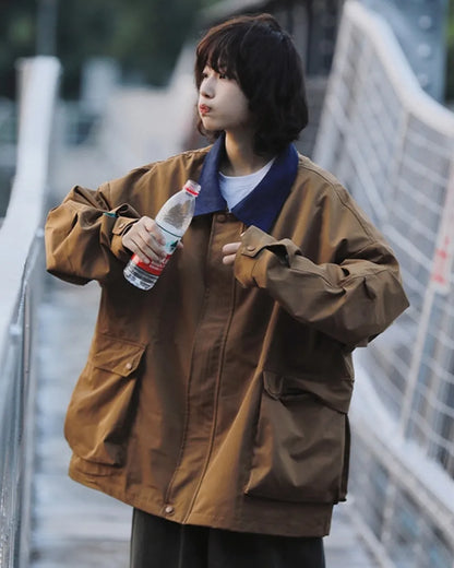 COLLAR CONTRAST WORK JACKET W1940