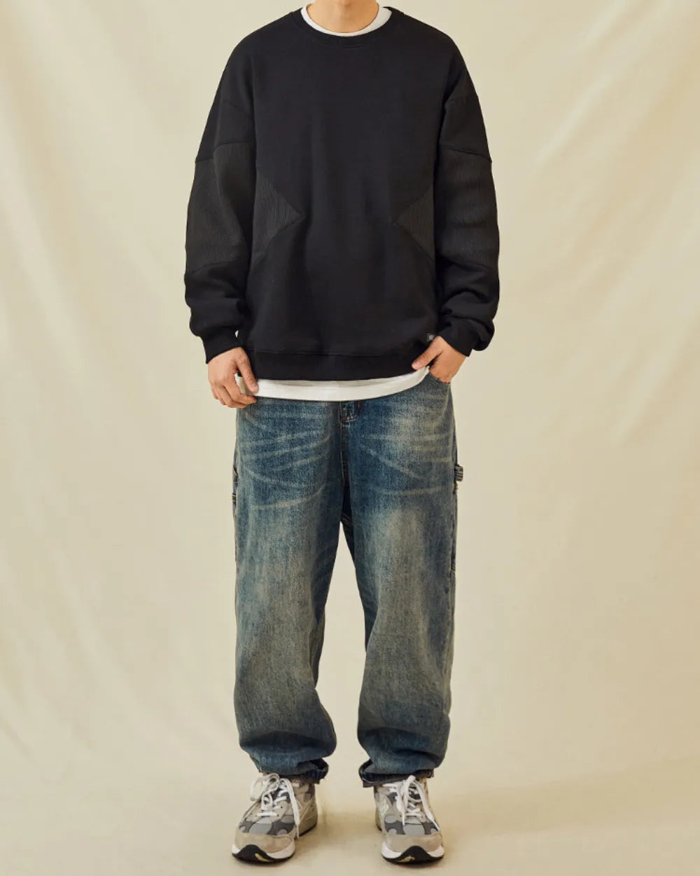 PANELLED RIBBED SWEAT W1879