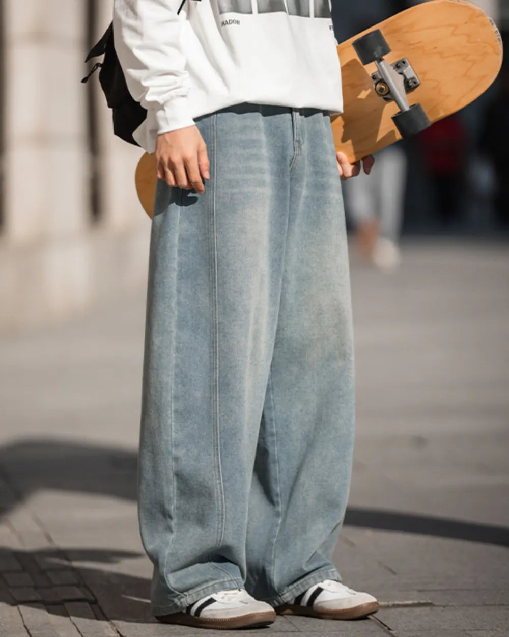 WIDE WASHED DENIM PANTS W1882