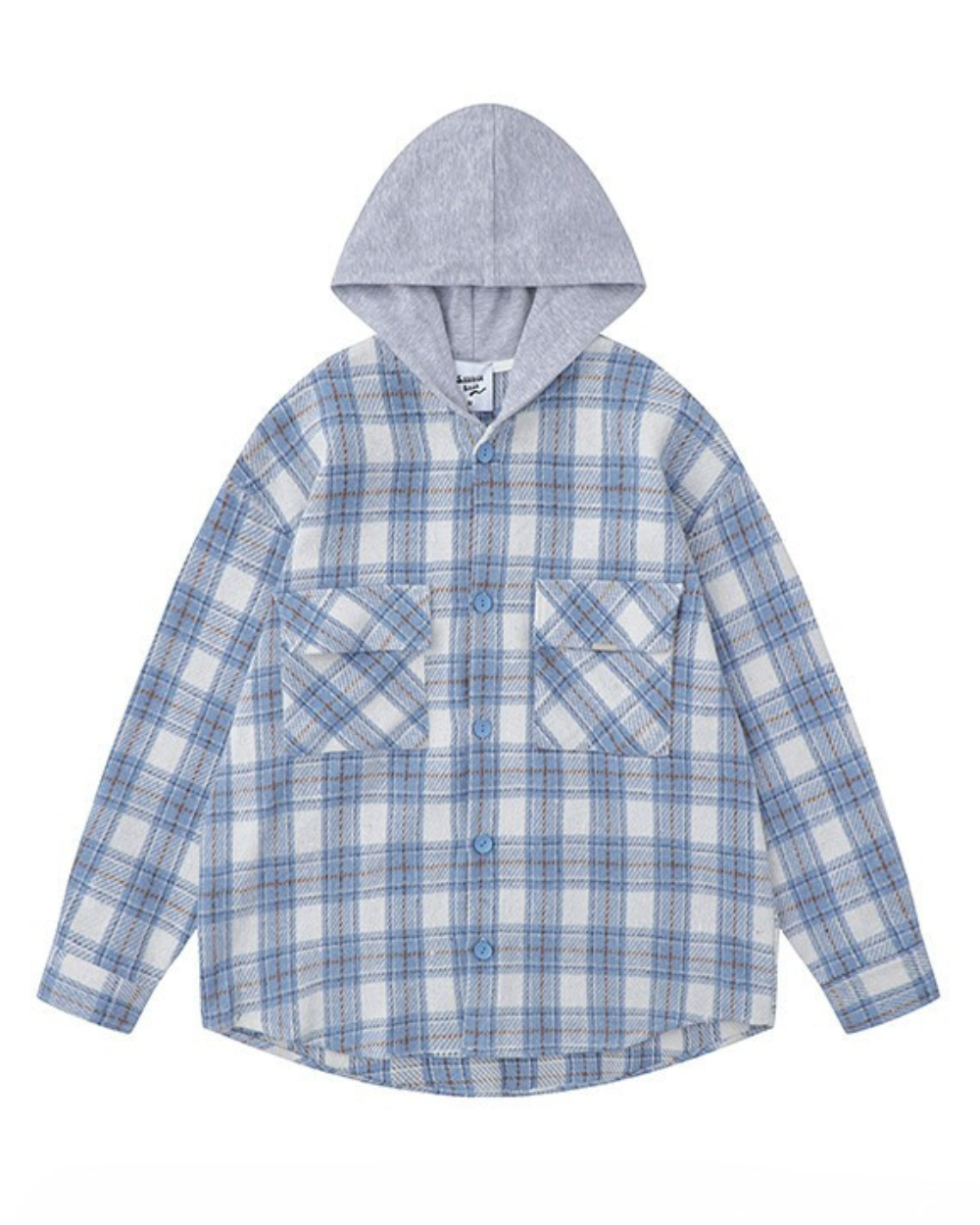 HOODED PLAID LOOSE SHIRT  W1974
