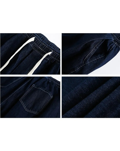 LOOSE DRAWSTRING DENIM PANTS W1948