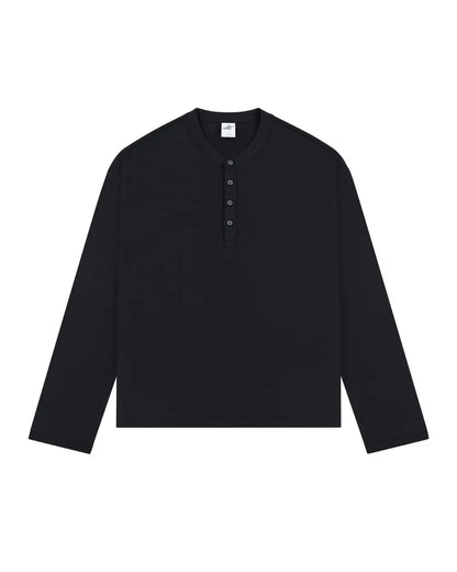 COTTON HENLEY NECK LOOSE TEE W1944