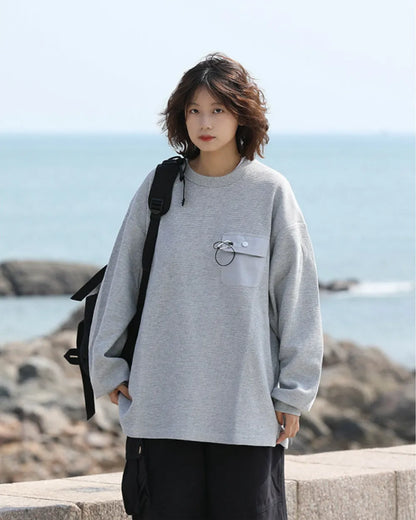 DRAWSTRING POCKET LONG SLEEVE TEE W1831