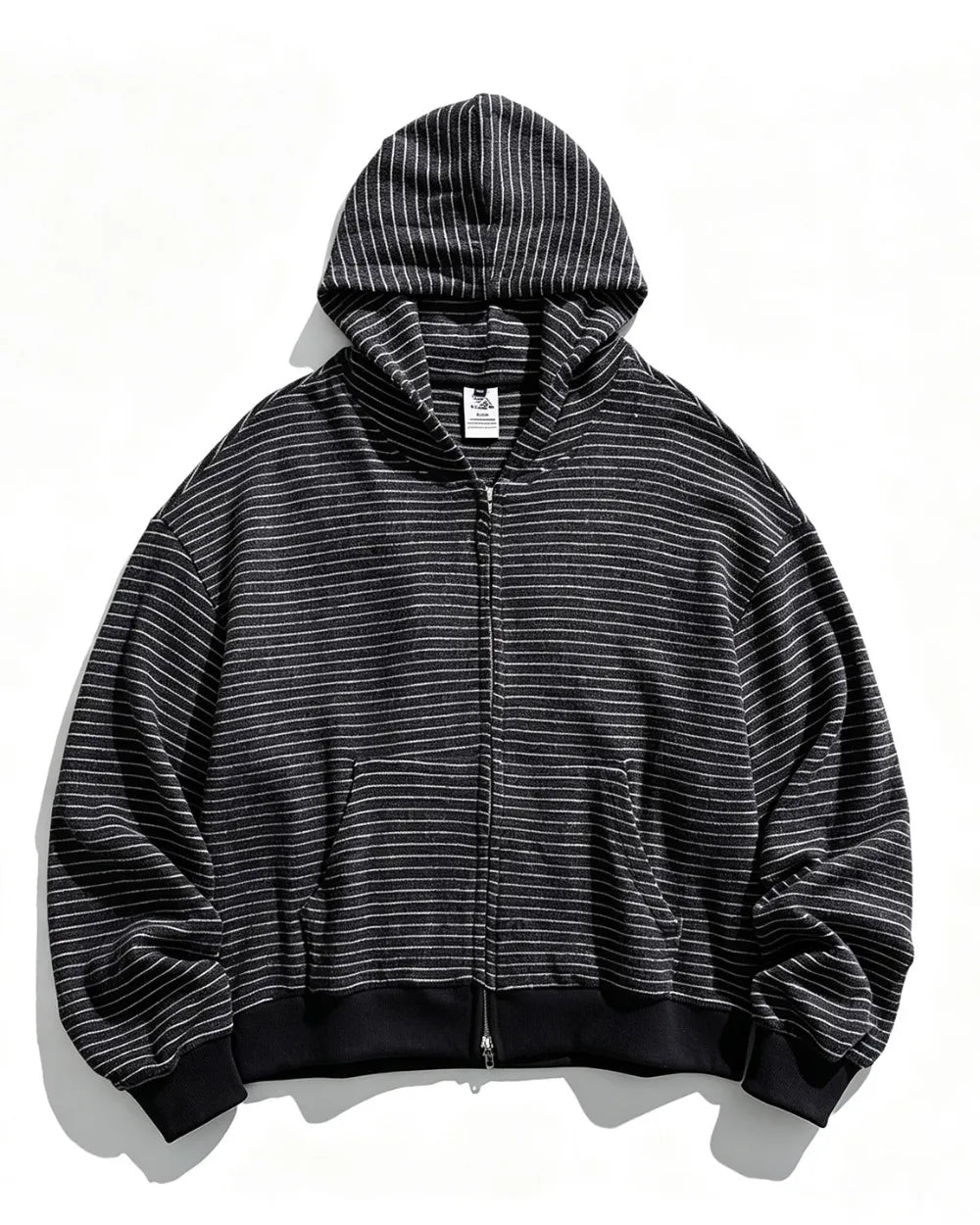 STRIPED KNIT ZIP FULL HOODIE W1960