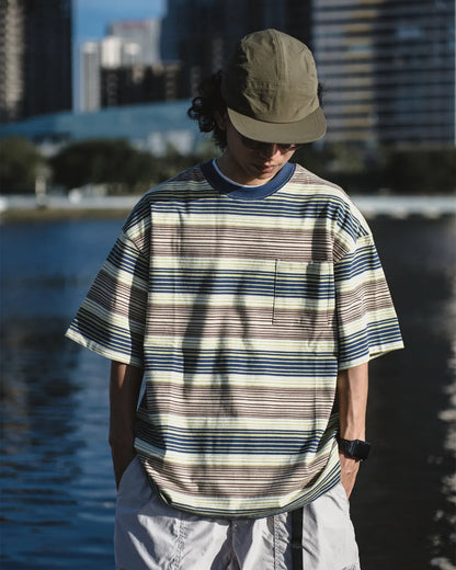 MULTI STRIPE POCKET LOOSE TEE W1815