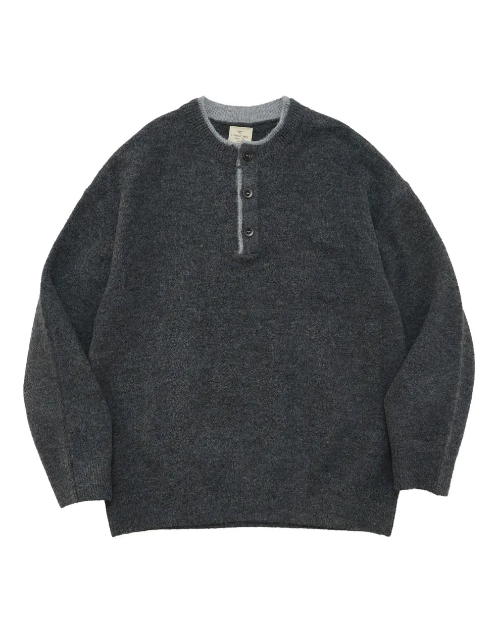 HENLEY NECK LOOSE KNIT SWEATER W1970