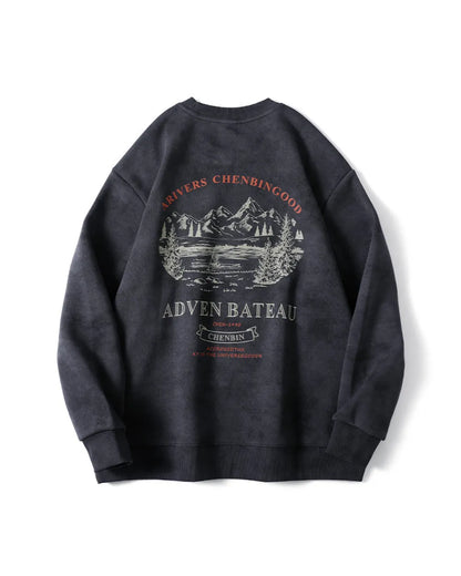 VINTAGE PRINT OVERSIZED SWEATSHIRT W1865