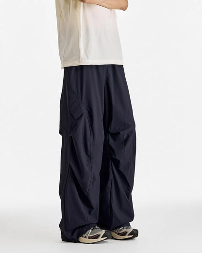 STRETCH NYLON WIDE CARGO PANTS W1862