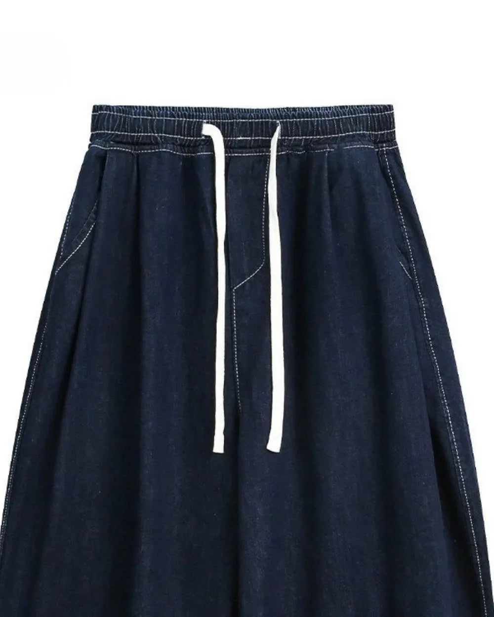 LOOSE DRAWSTRING DENIM PANTS W1948