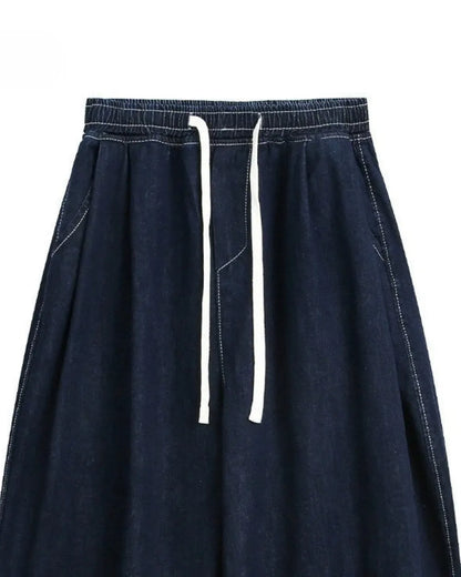 LOOSE DRAWSTRING DENIM PANTS W1948
