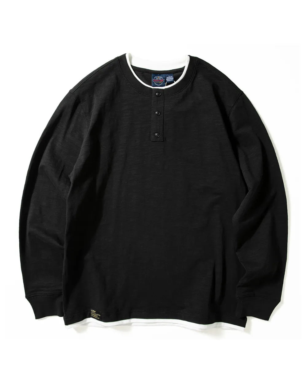 LAYERED HENLEY NECK LONG TEE W1891