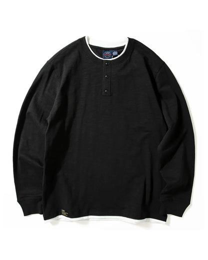 LAYERED HENLEY NECK LONG TEE W1891