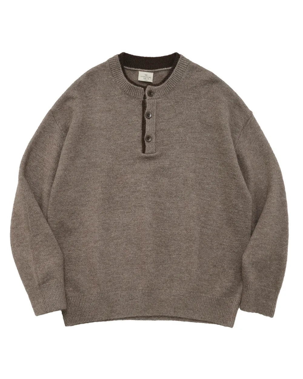 HENLEY NECK LOOSE KNIT SWEATER W1970