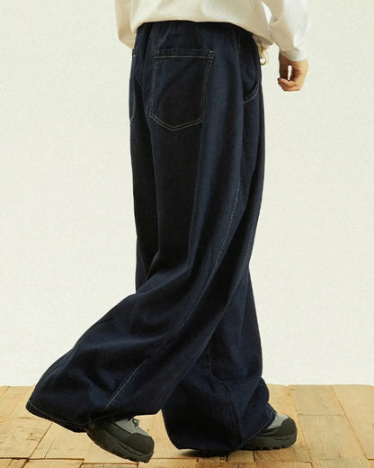 LOOSE DRAWSTRING DENIM PANTS W1948