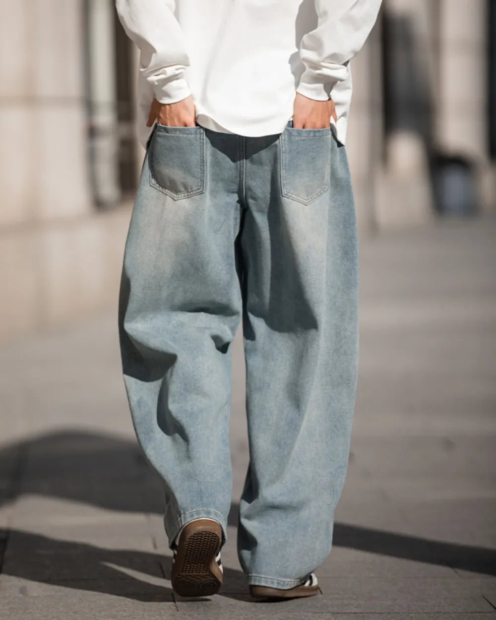 WIDE WASHED DENIM PANTS W1882