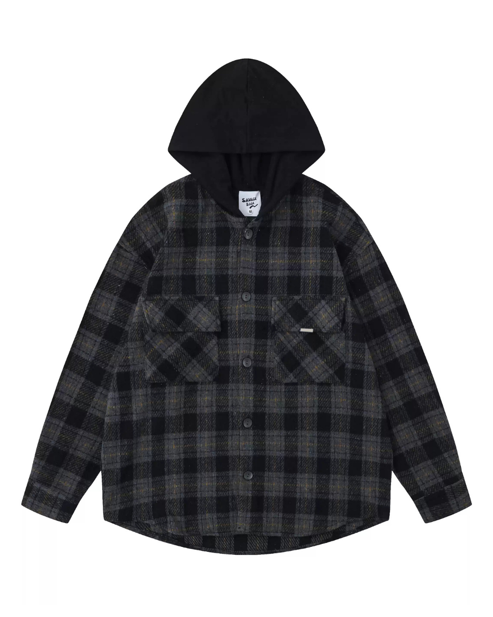 HOODED PLAID LOOSE SHIRT  W1974