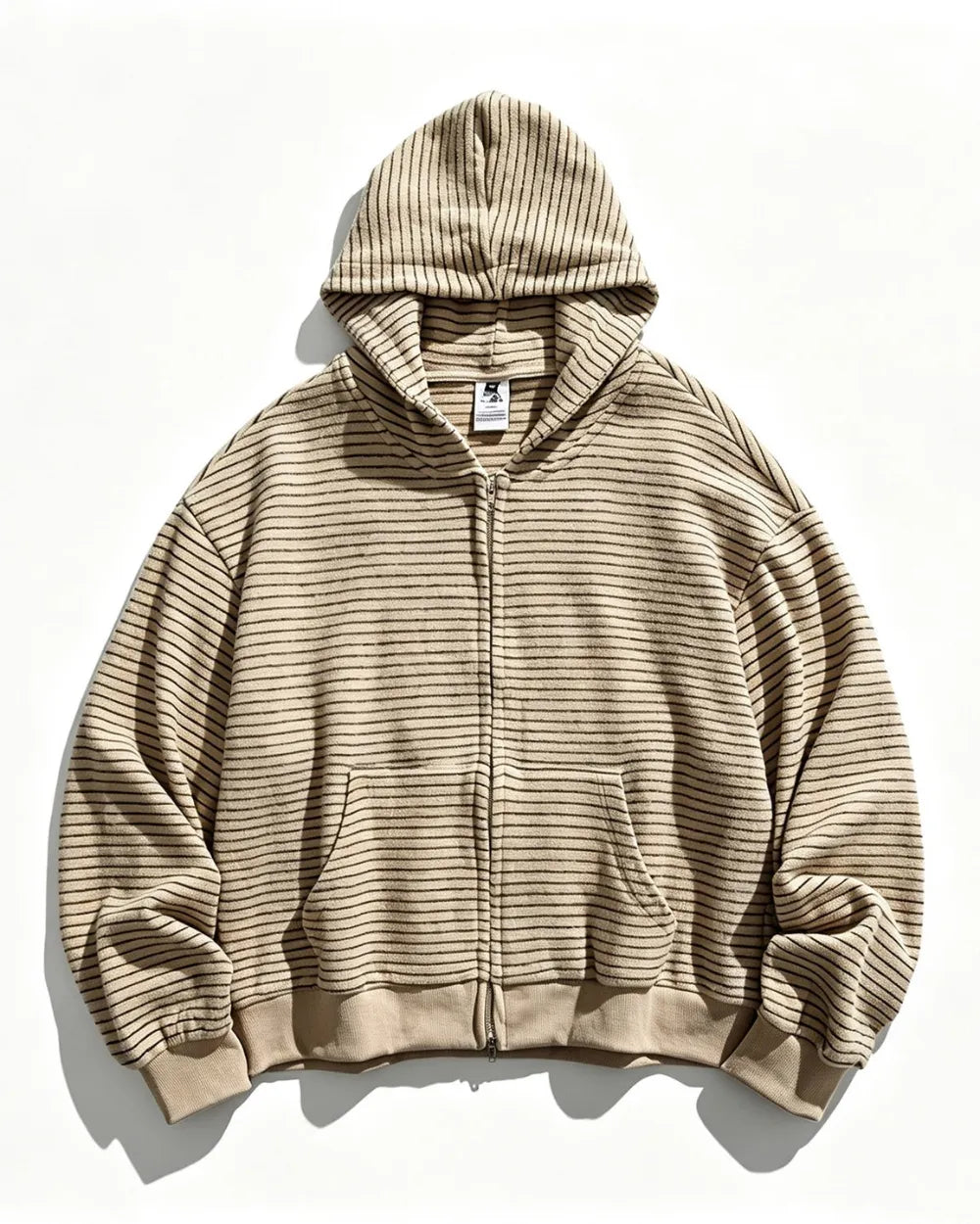 STRIPED KNIT ZIP FULL HOODIE W1960