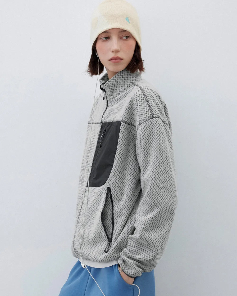 FLEECE ZIP UP ZIPPER JACKET W1933