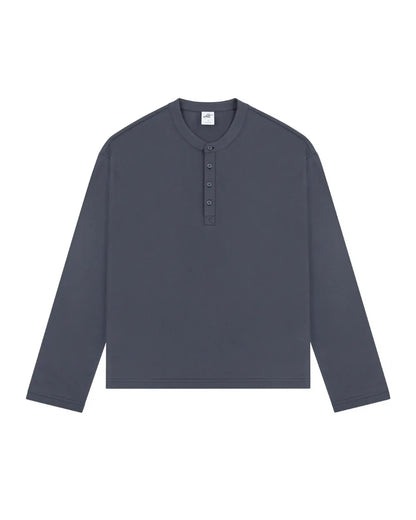 COTTON HENLEY NECK LOOSE TEE W1944