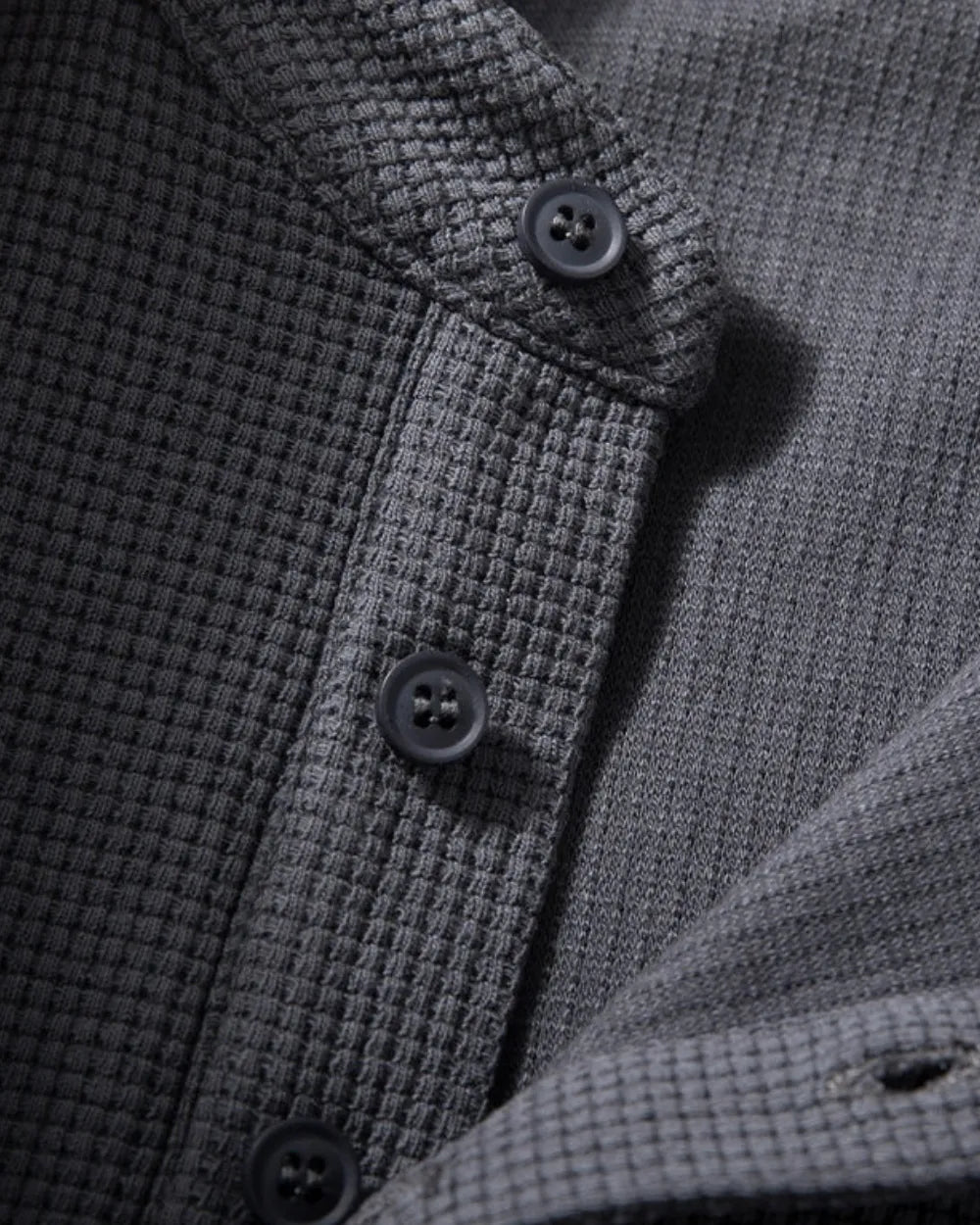 WAFFLE HENLEY NECK TEE W1958