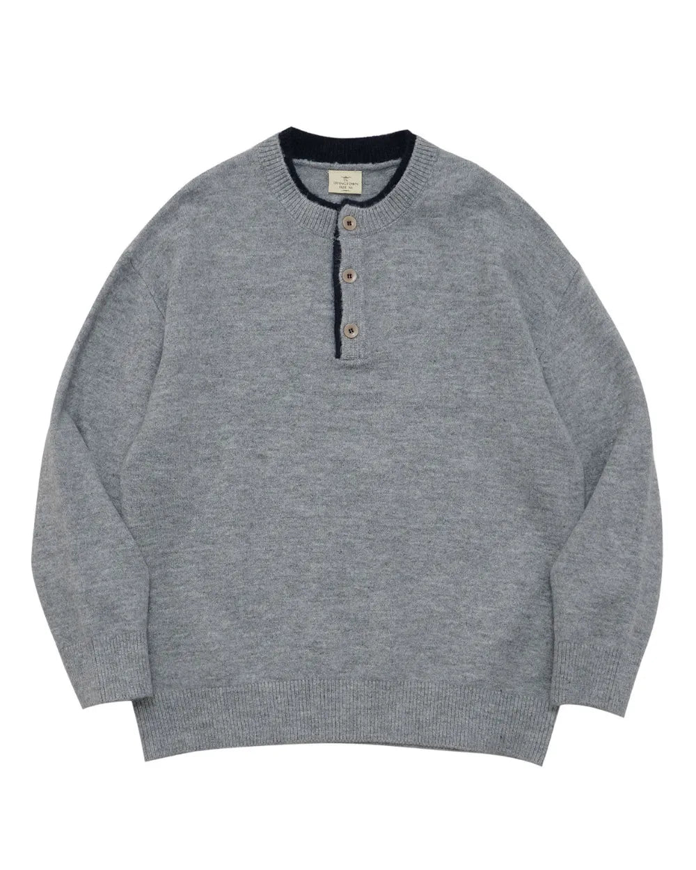 HENLEY NECK LOOSE KNIT SWEATER W1970