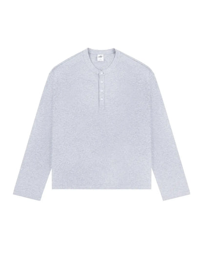 COTTON HENLEY NECK LOOSE TEE W1944