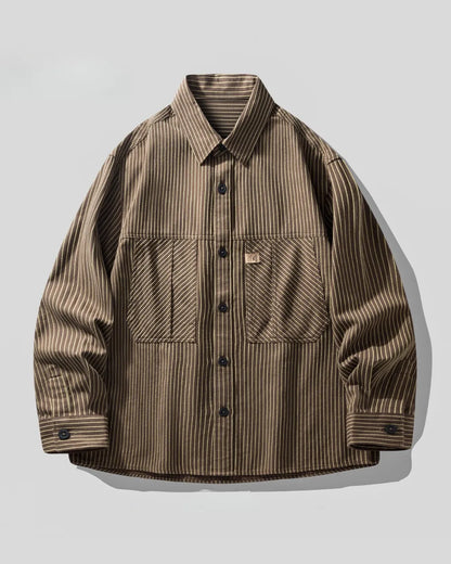STRIPED WORK POCKET SHIRT JACKET W1980