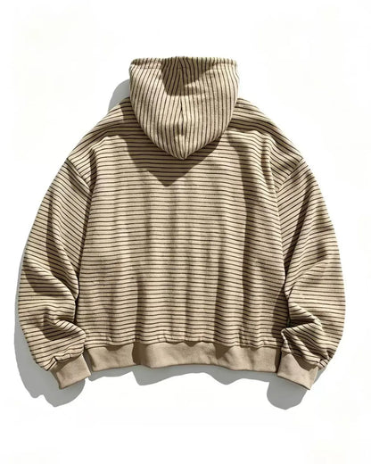 STRIPED KNIT ZIP FULL HOODIE W1960