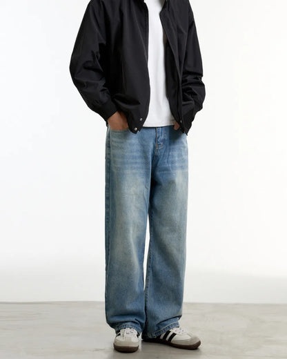 WASHED STRAIGHT WIDE DENIM PANTS W1842