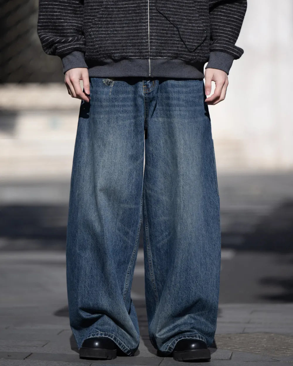 VINTAGE WASHED WIDE DENIM PANTS W1839