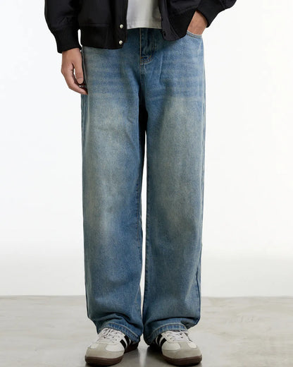 WASHED STRAIGHT WIDE DENIM PANTS W1842