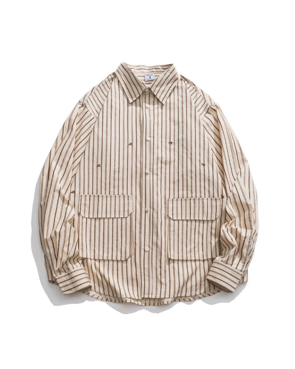 STRIPE EMBROIDERY POCKET SHIRTS W1857