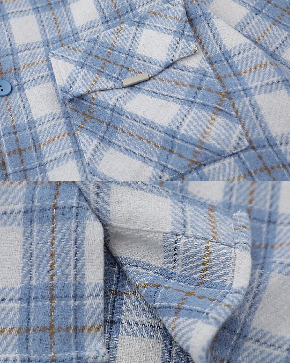 HOODED PLAID LOOSE SHIRT  W1974