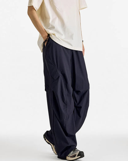 STRETCH NYLON WIDE CARGO PANTS W1862