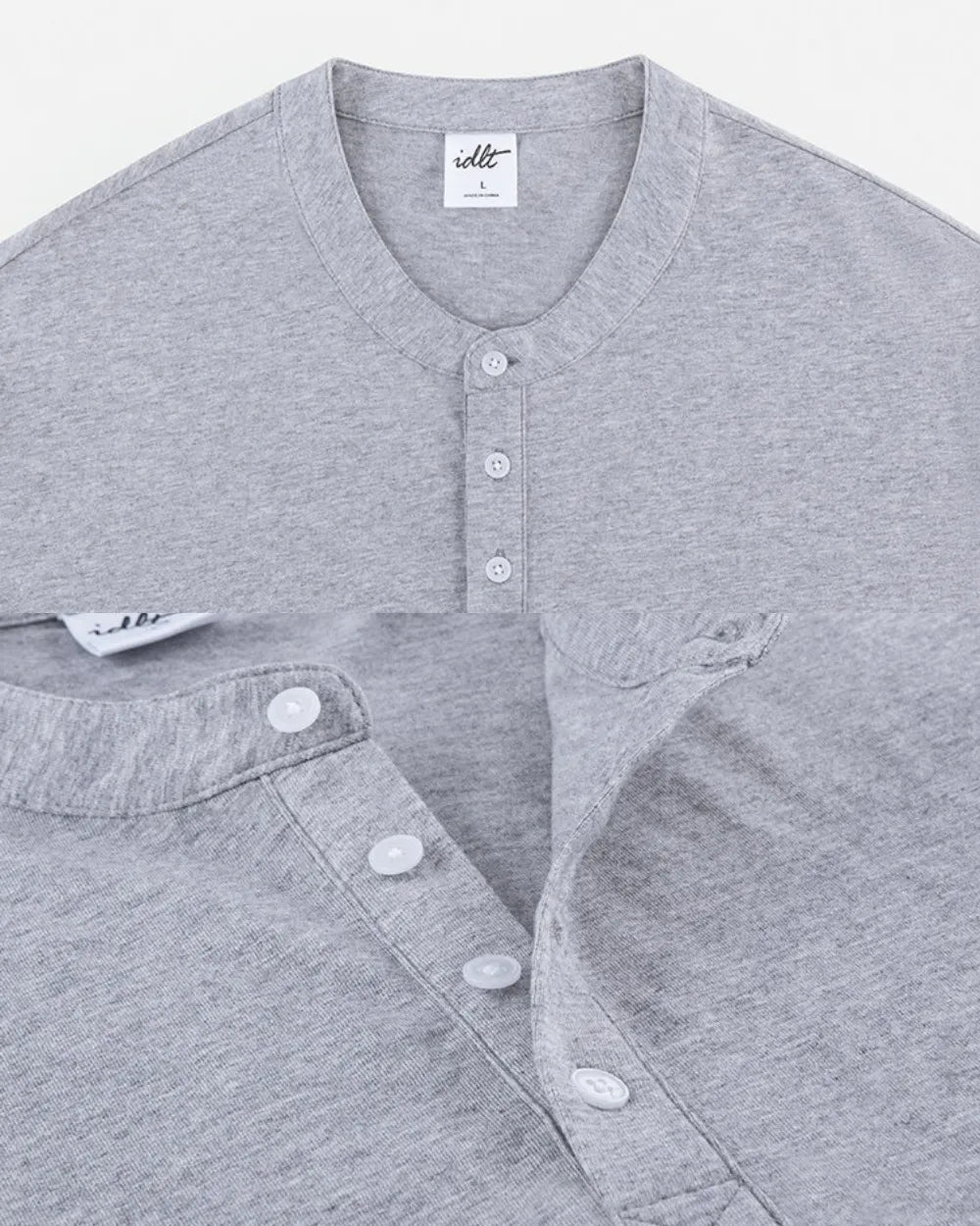 COTTON HENLEY NECK LOOSE TEE W1944