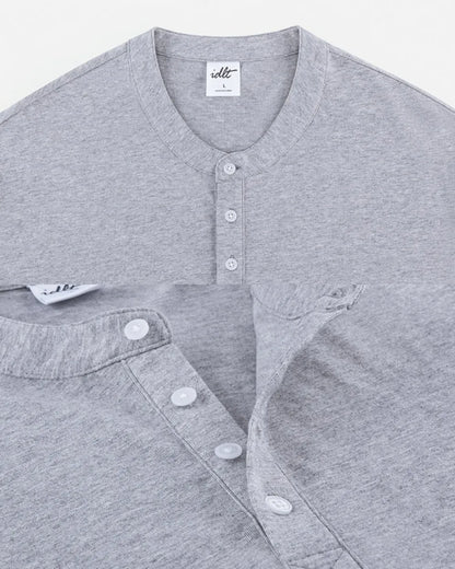 COTTON HENLEY NECK LOOSE TEE W1944