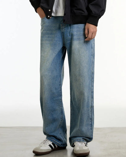 WASHED STRAIGHT WIDE DENIM PANTS W1842