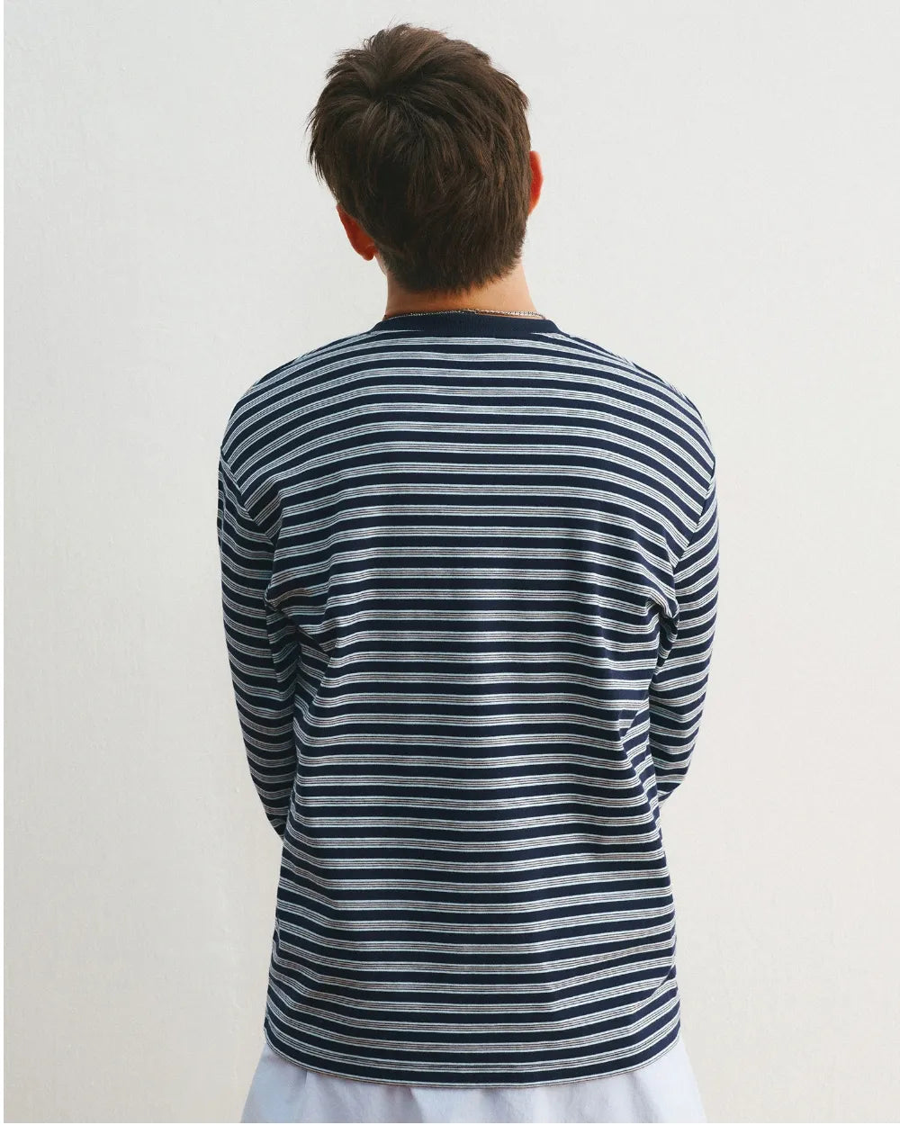 STRIPED LOOSE FIT LONG TEE W1955