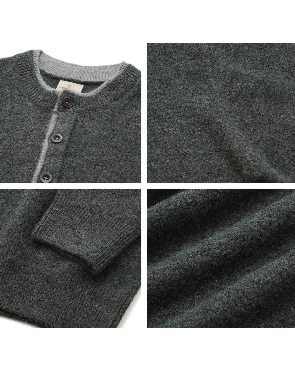 HENLEY NECK LOOSE KNIT SWEATER W1970