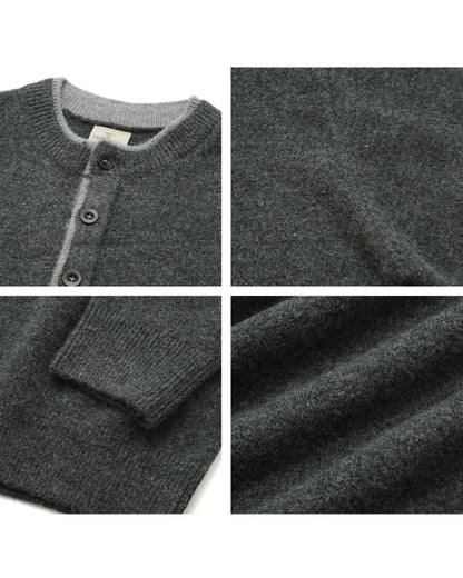 HENLEY NECK LOOSE KNIT SWEATER W1970