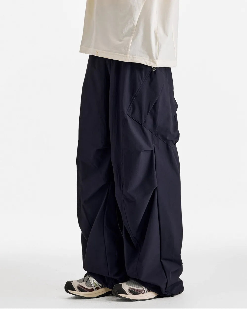 STRETCH NYLON WIDE CARGO PANTS W1862