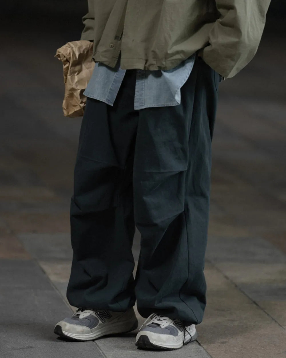 WIDE COTTON CARGO PANTS W1881